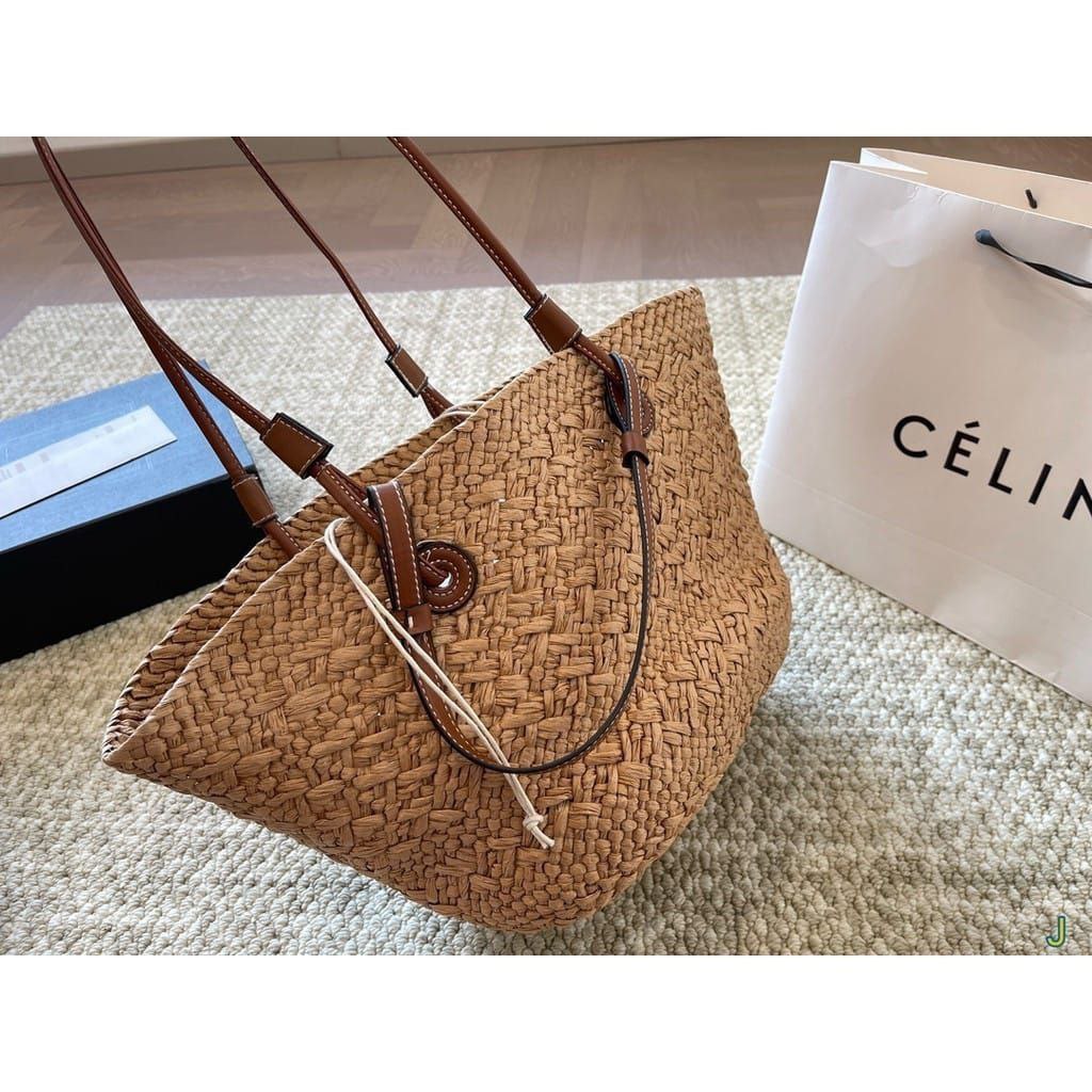TEEN CELINE CLASSIC PANIER IN PALM LEAVES AND CALFSKIN - velvet